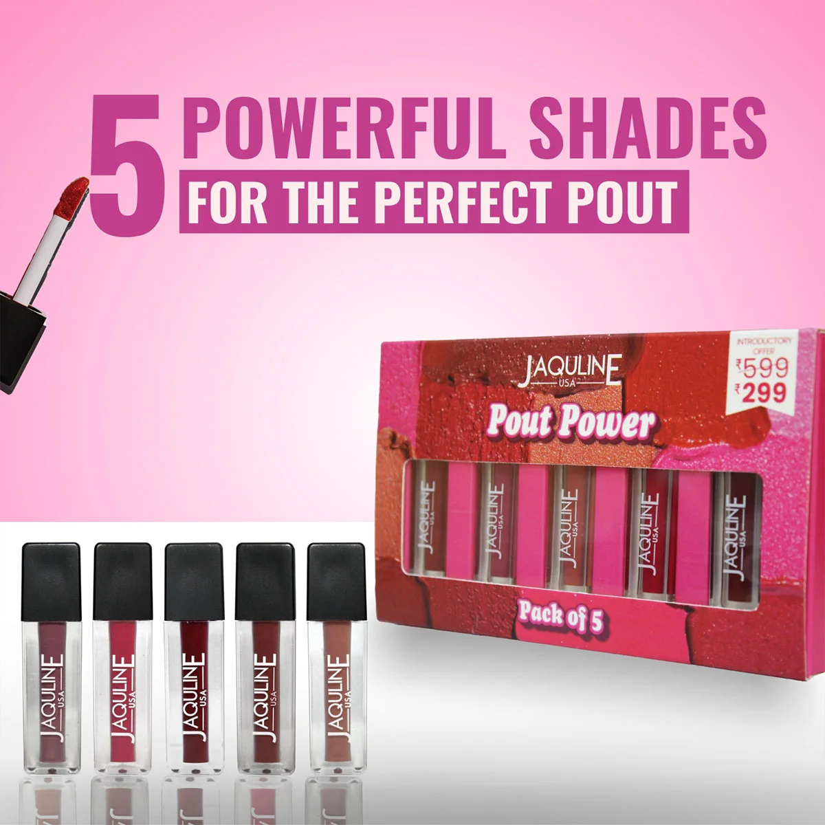 Jaquline USA Pout Power Liquid Mini Lipstick (1.25ml Each) - Image 2